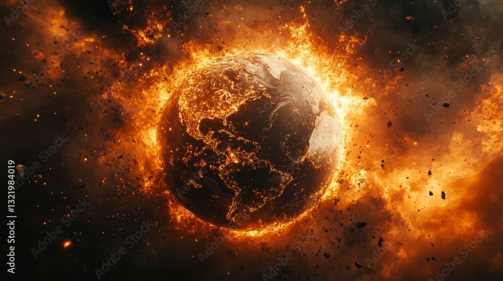 Shattered earth global chaos and symbolizes conflict, planet. Full HD, 32k Resolution Shattered earth global chaos and symbolizes conflict, planet. Full HD, 32k Resolution