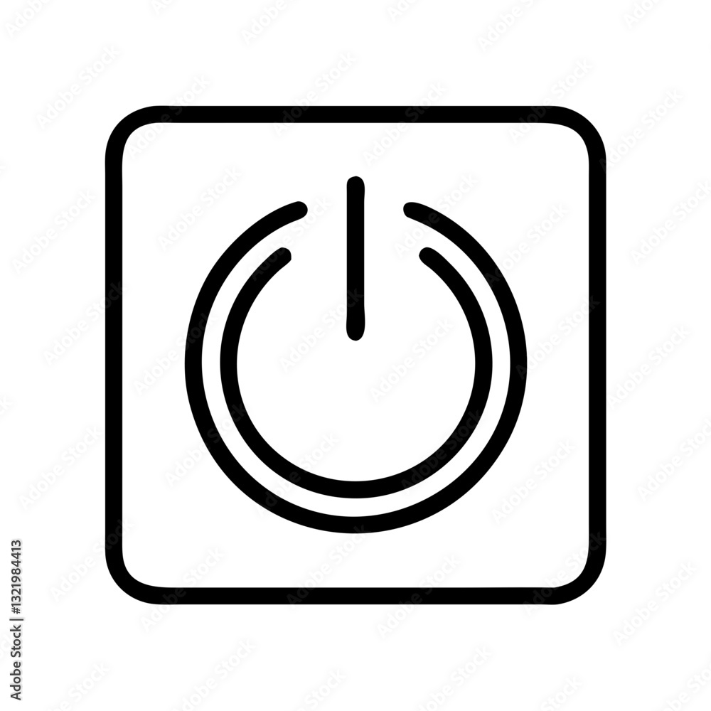Simple black and white power button icon Simple black and white power button icon