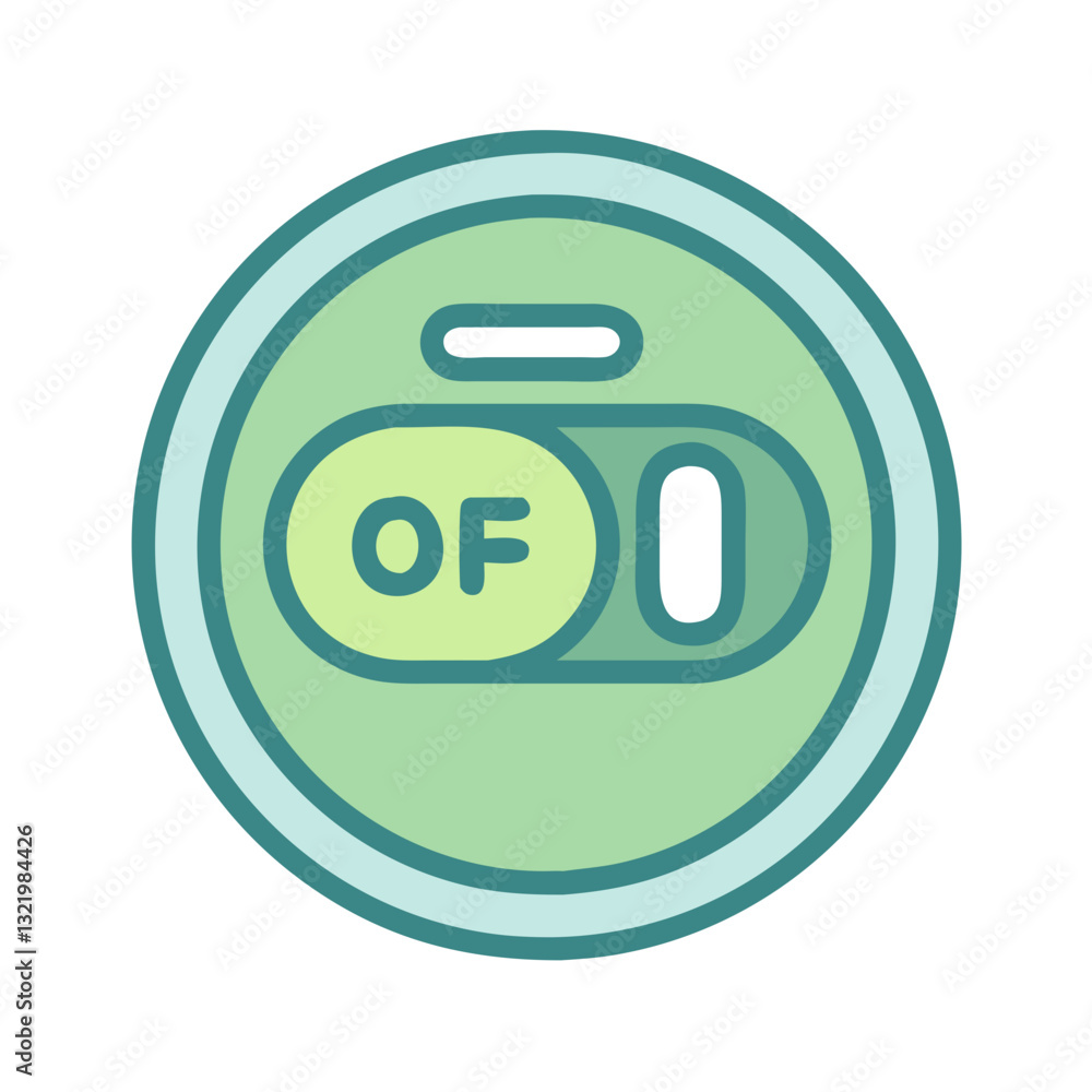 Green circular power switch icon with Green circular power switch icon with