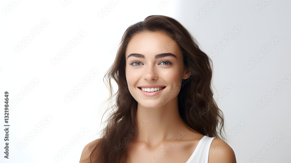 A woman with long brown hair and blue eyes A woman with long brown hair and blue eyes