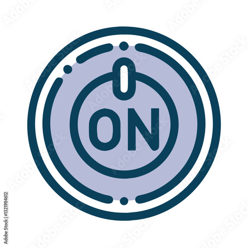 Dark outlined power button icon with "ON" label