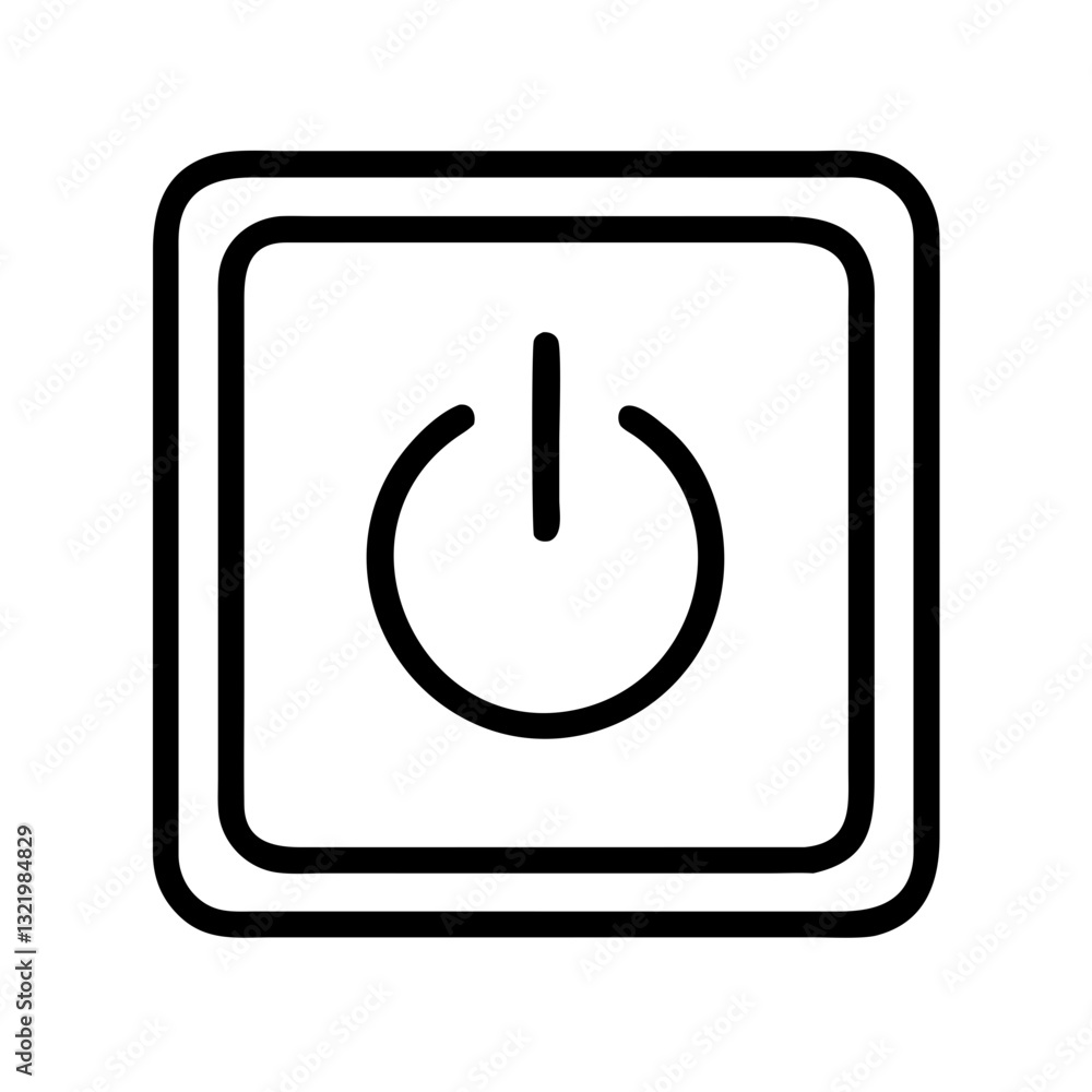 Black power button in square frame Black power button in square frame
