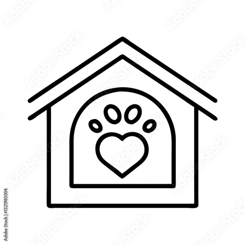 Pet shelter house with heart and paw print