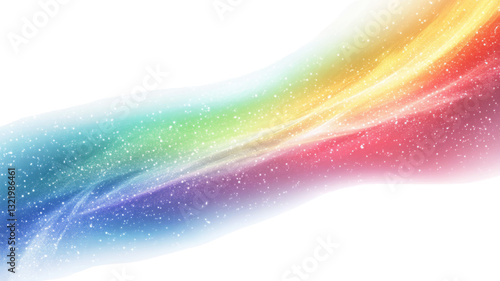 Rainbow wave shining with glitter on transparent background