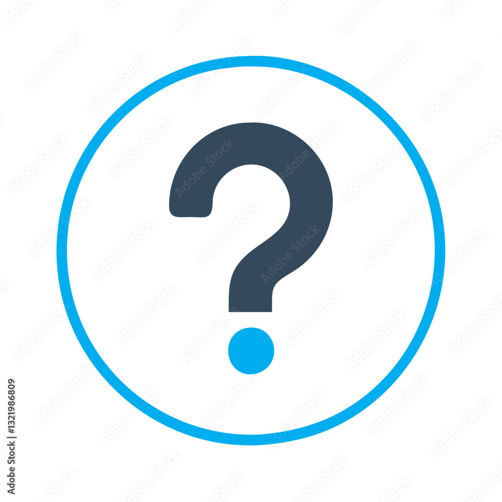Blue and gray circular question mark icon Blue and gray circular question mark icon