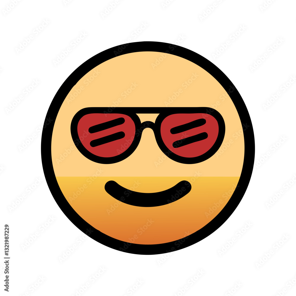 Smiley emoji with red sunglasses Smiley emoji with red sunglasses