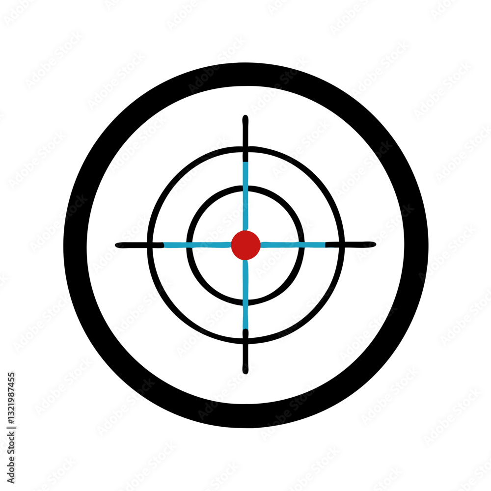 Black circular crosshair target icon with red dot Black circular crosshair target icon with red dot