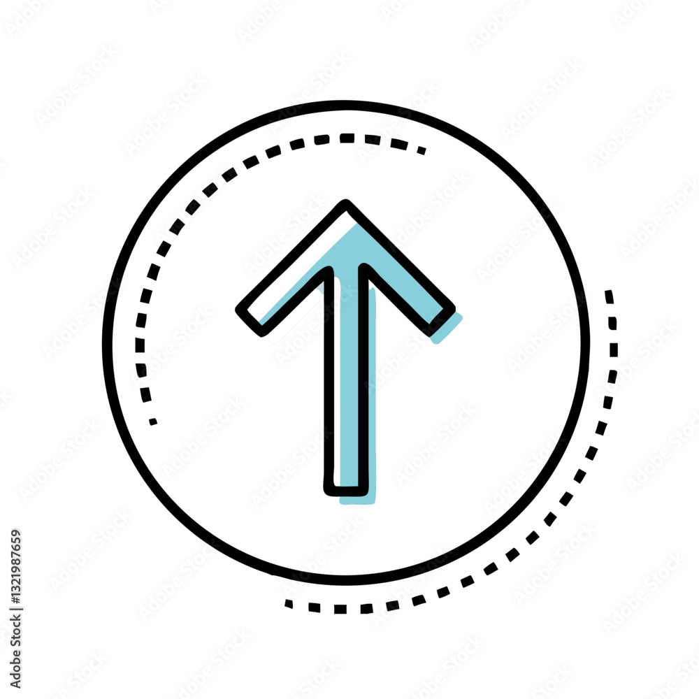 Black upward arrow icon with dashed outline Black upward arrow icon with dashed outline