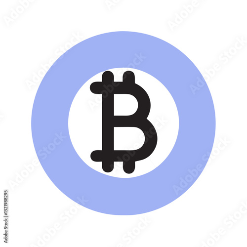 Bitcoin symbol inside blue circular border