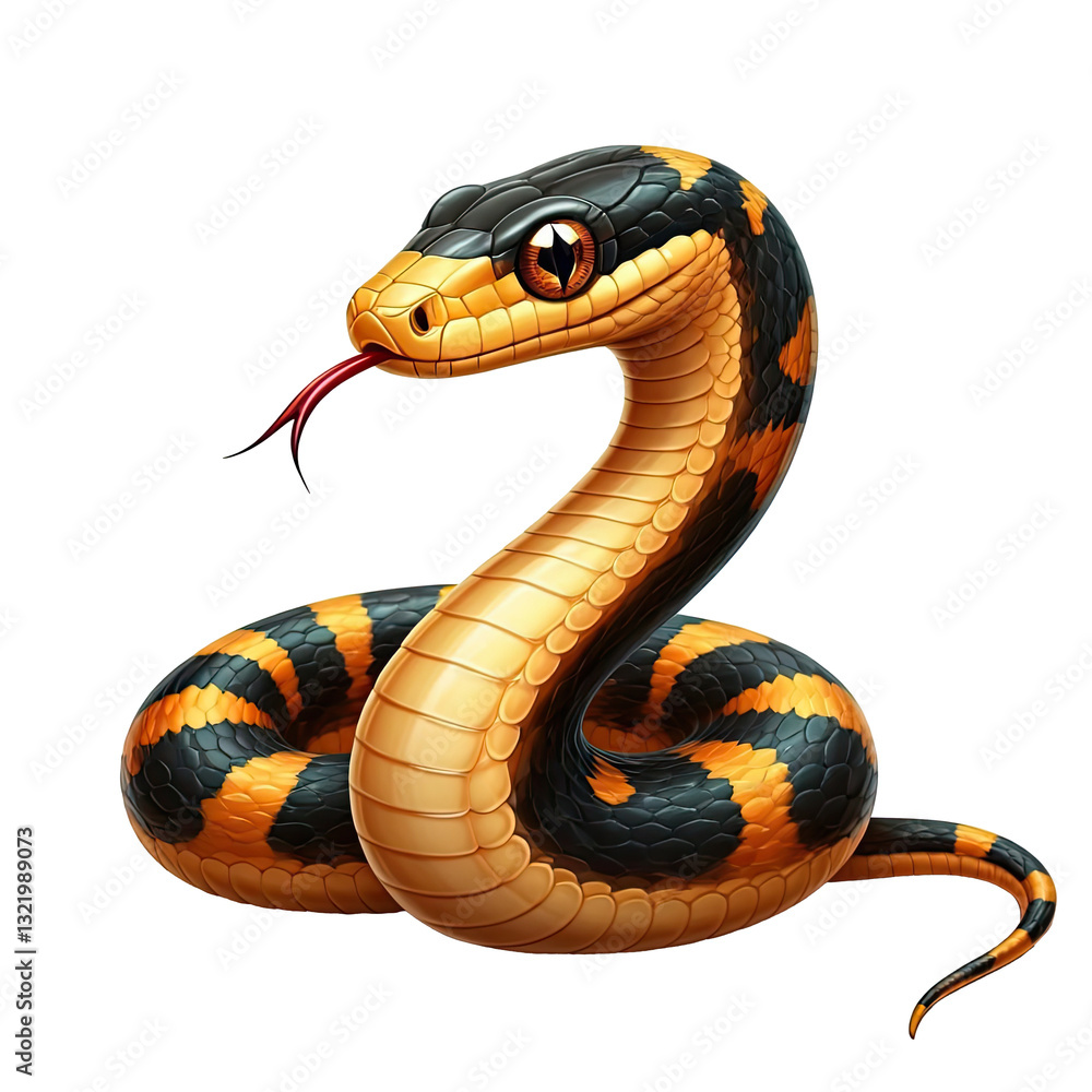 Fototapeta premium Green Yellow Snake on transparent background