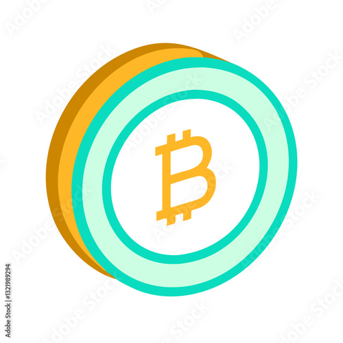 Stacked Bitcoin coins in 3D perspective