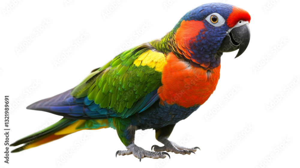 Fototapeta premium Colorful parrot standing on transparent background