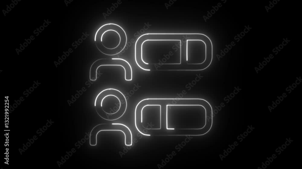 Glowing neon people poll icon isolated on black background. HD Video motion graphic animation Glowing neon people poll icon isolated on black background. HD Video motion graphic animation