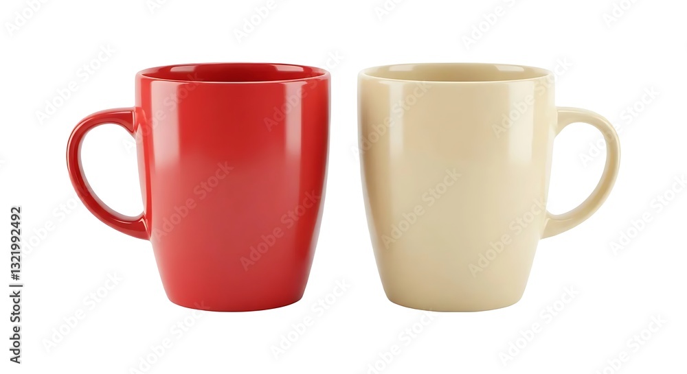 Pair of Coffee Mugs in Contrasting Colors Isolated on White Background Pair of Coffee Mugs in Contrasting Colors Isolated on White Background