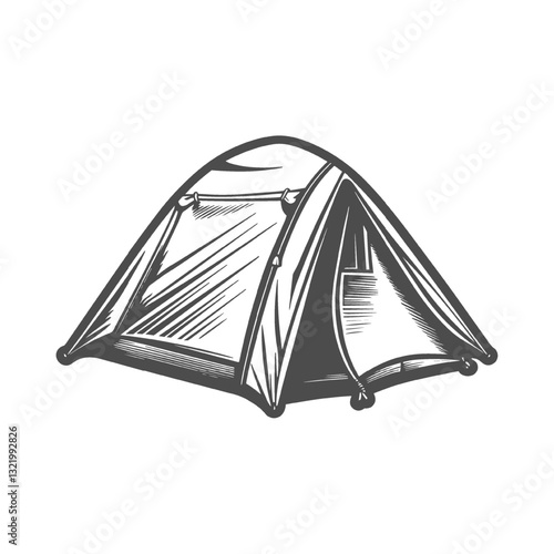 Isolated vintage camping tent on white background