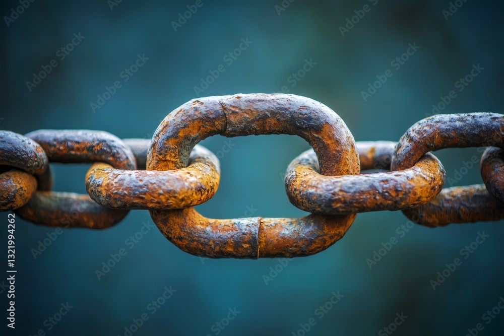 Rusty chain links showing strength and connection on a blurred background Rusty chain links showing strength and connection on a blurred background