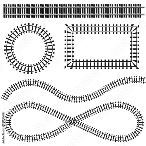 Design elements. A fence, a frame and a railroad