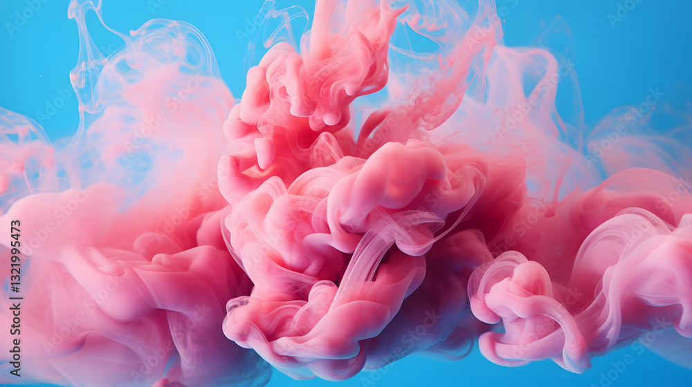 Fototapeta premium Pink smoke with blue background