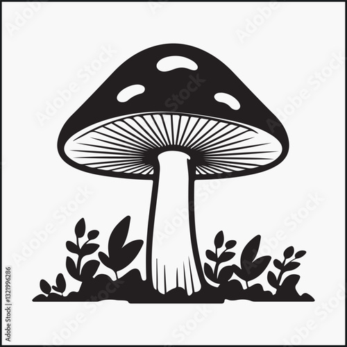 mushrooms in the grass, button