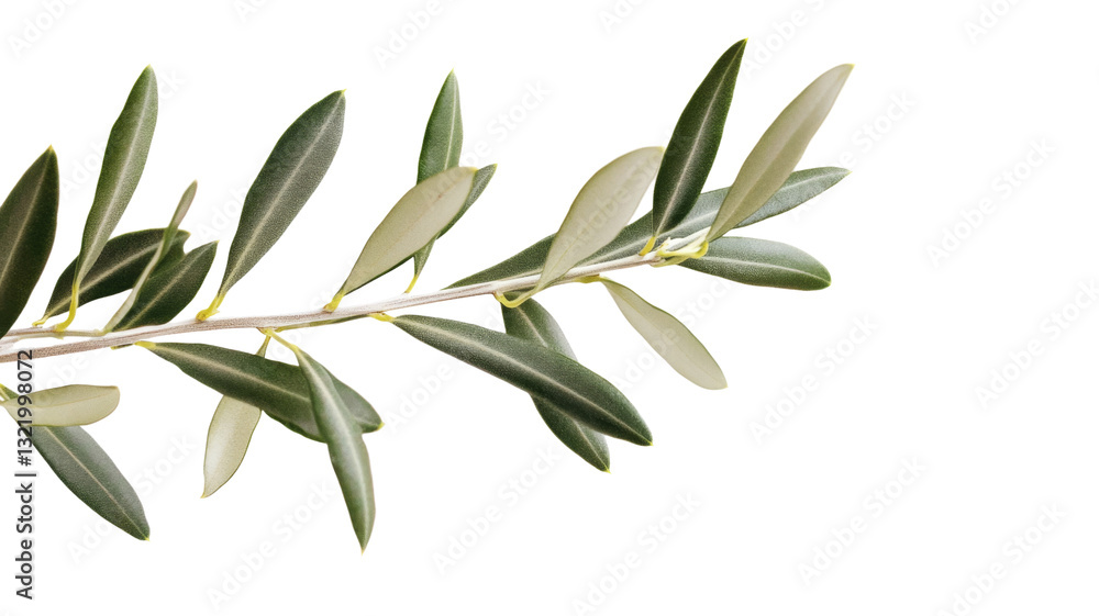 Olive branch with green leaves growing on transparent background Olive branch with green leaves growing on transparent background