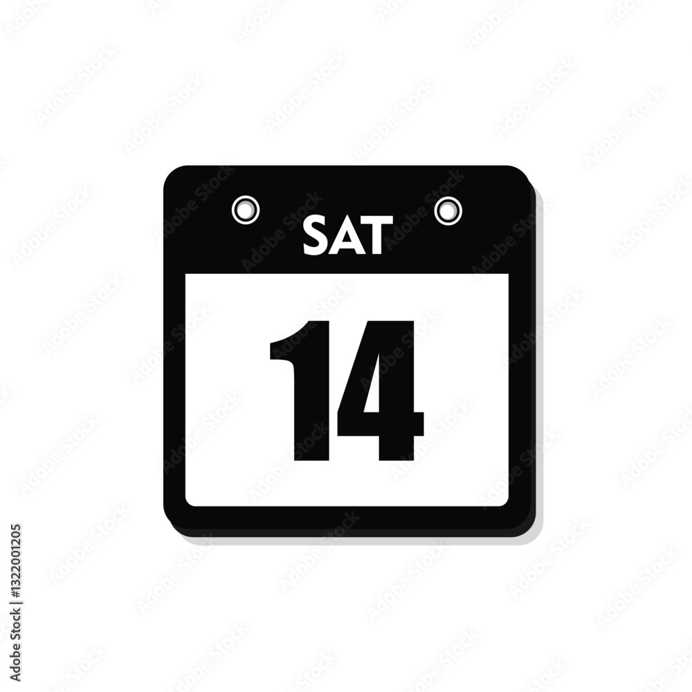calender icon, 14 saturday icon with white background calender icon, 14 saturday icon with white background