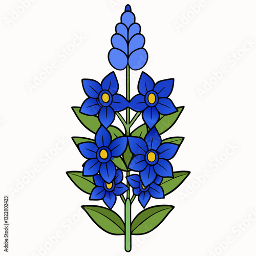 Representation of a blue delphinium flower
