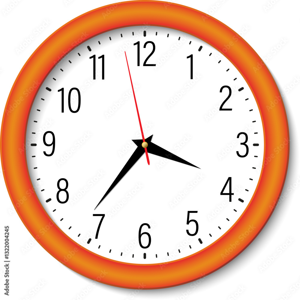 Classic Round Wall Clock with Orange Frame Classic Round Wall Clock with Orange Frame