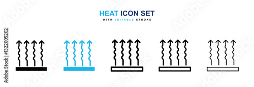 Heat icons vector set in black and blue colors