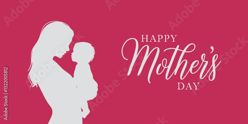 A heartwarming Mother's Day greeting featuring a simple, elegant silhouette of a mother holding a child close