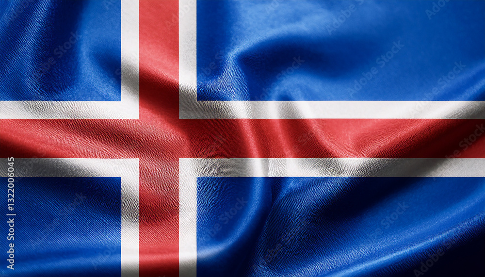 Fototapeta premium National flag of Iceland, silk fabric. Banner for celebrating Independence Day.
