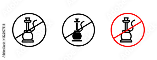 No hookah sign vector set in black and blue colors