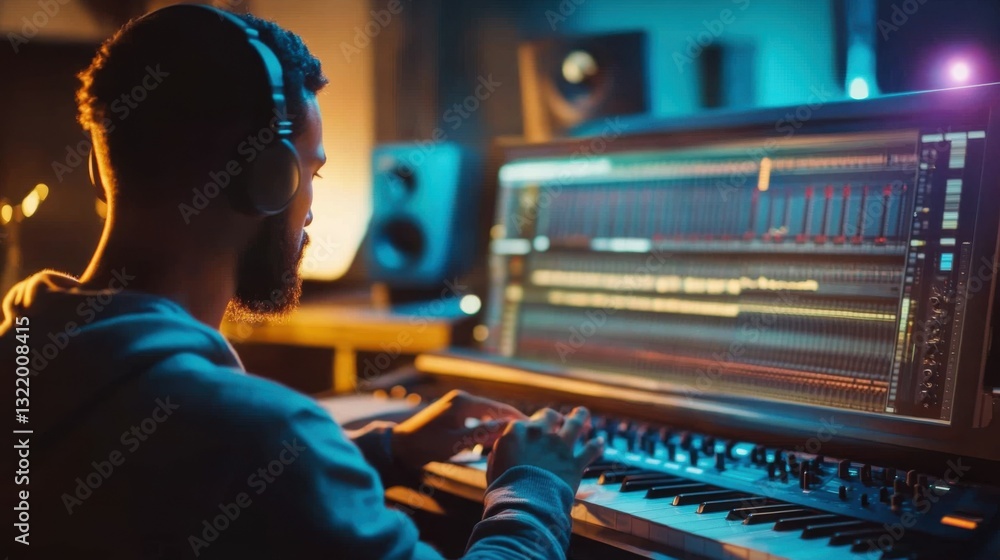 Hip-hop songwriters are composing songs with piano at Recording studio Hip-hop songwriters are composing songs with piano at Recording studio