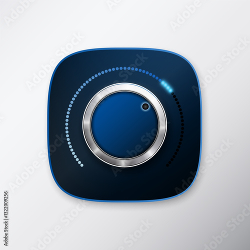 Round adjustment dial on white background realistic set of analogue knobs for level control isolated vector illustration
