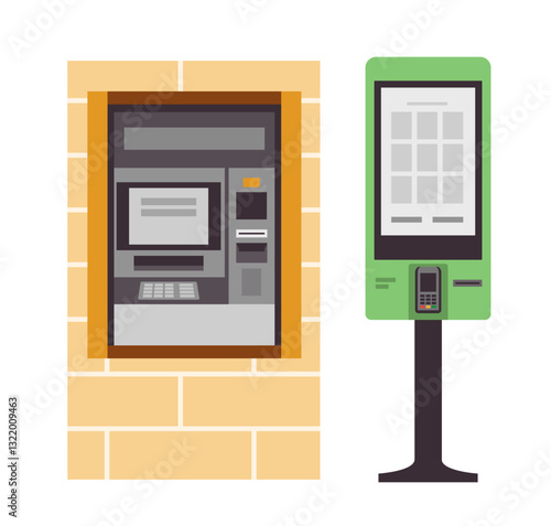 ATM and self-service kiosk. Vector illustration