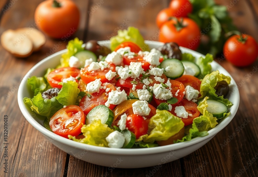 Fresh salad with mixed greens and toppings Fresh salad with mixed greens and toppings