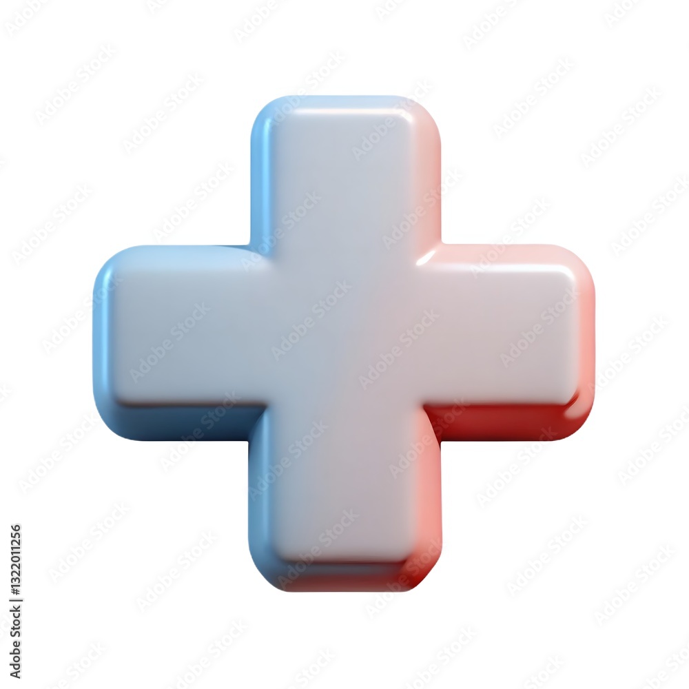 3D Medical Cross Symbol on white background. 3D Medical Cross Symbol on white background.
