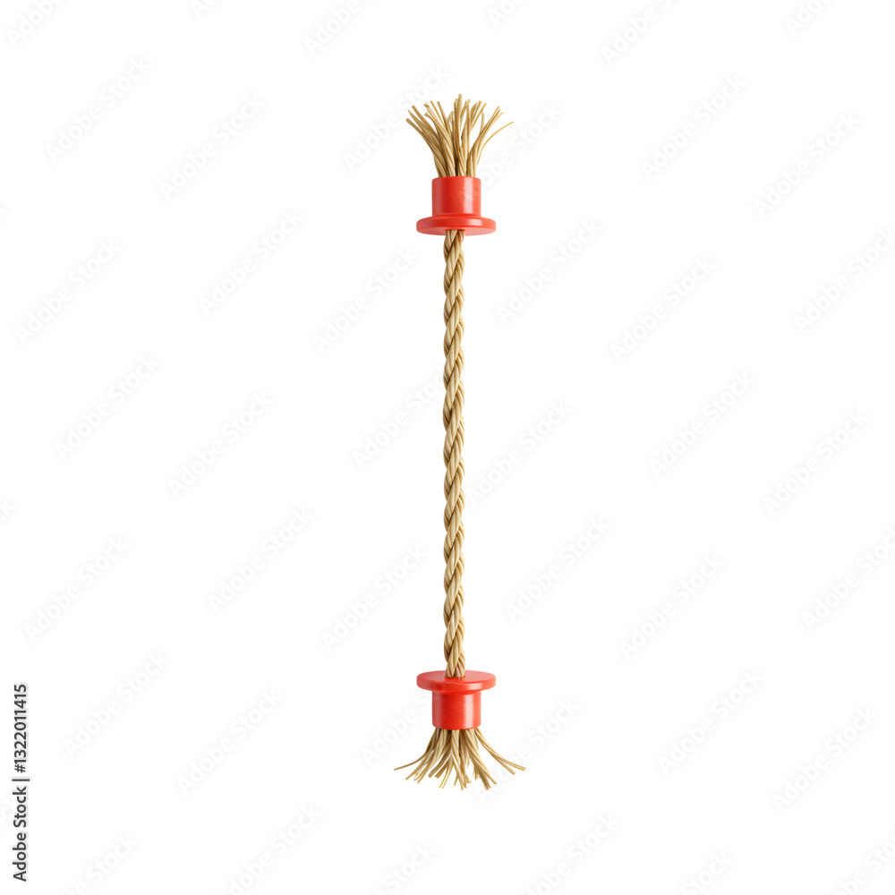 Red and Beige Jute Rope Pet Toy on Transparent Background Red and Beige Jute Rope Pet Toy on Transparent Background