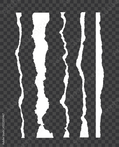 Torn paper strips on transparent background. Vector illustration