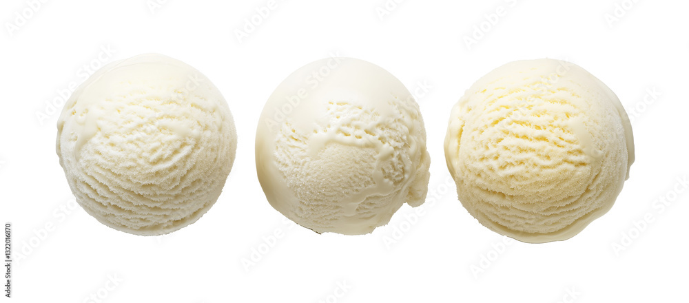 Three scoops of vanilla ice cream on transparent background Three scoops of vanilla ice cream on transparent background