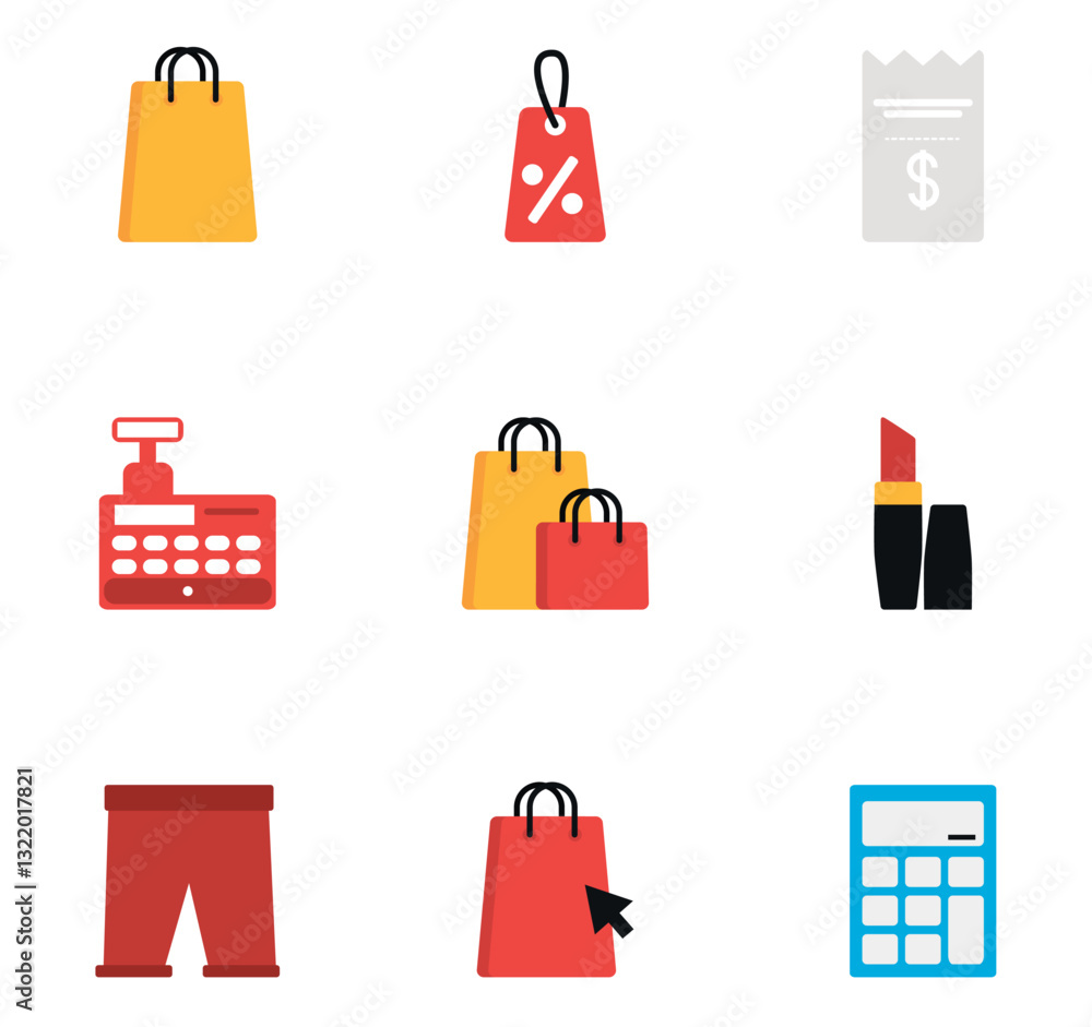 Set of shopping vector icons with white background Set of shopping vector icons with white background