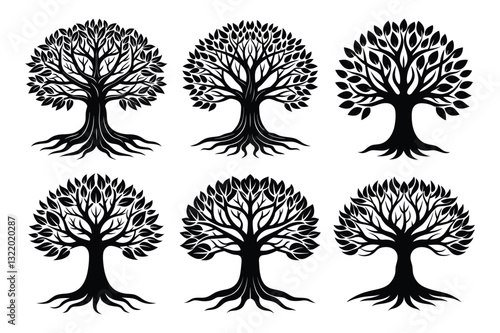 Yew tree sets icon vector on White Background ,Vector Art Illustration on white background.