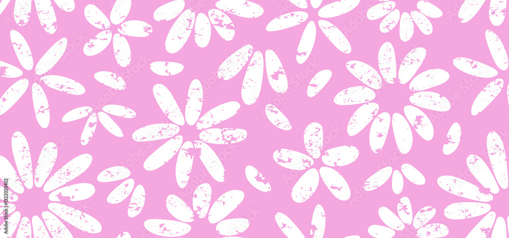 Groovy floral chalk seamless pattern, white daisy crayon background, summer chamomile baby print, cute spring flower bg, grunge pastel pink textile. Abstract naive watercolor vector illustration Groovy floral chalk seamless pattern, white daisy crayon background, summer chamomile baby print, cute spring flower bg, grunge pastel pink textile. Abstract naive watercolor vector illustration