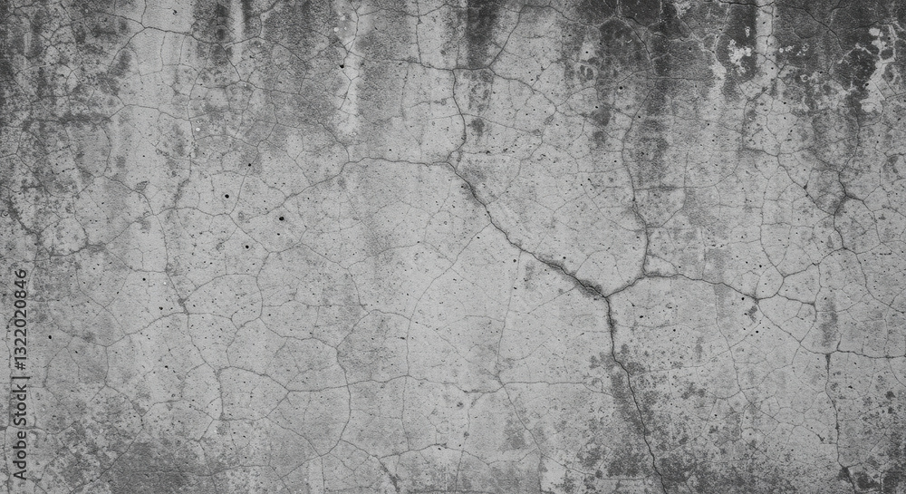 Fototapeta premium Cracked Concrete Wall: Grunge Texture, Aged Surface, Urban Decay - High-Resolution Background Image
