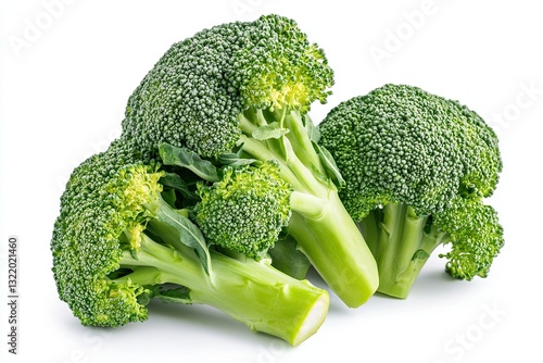 raw broccoli isolated on white background.