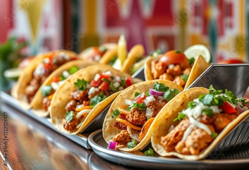 Vibrant taco bar with multiple options