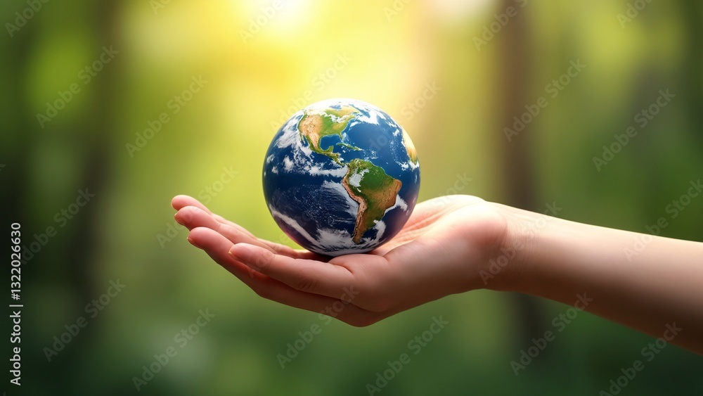 A person holding a small globe in their hand. A person holding a small globe in their hand.