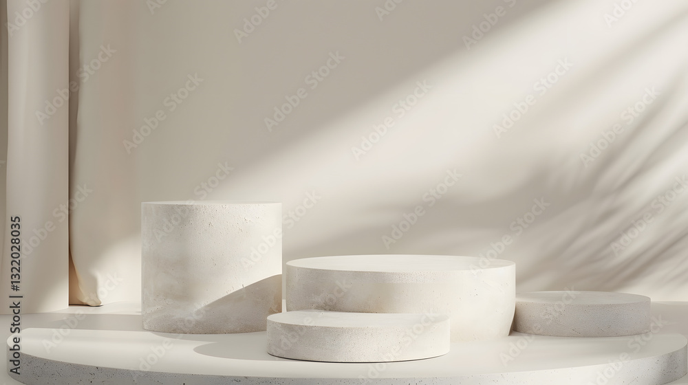 A white pedestal with a shadow on it A white pedestal with a shadow on it