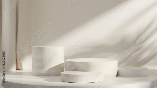 A white pedestal with a shadow on it