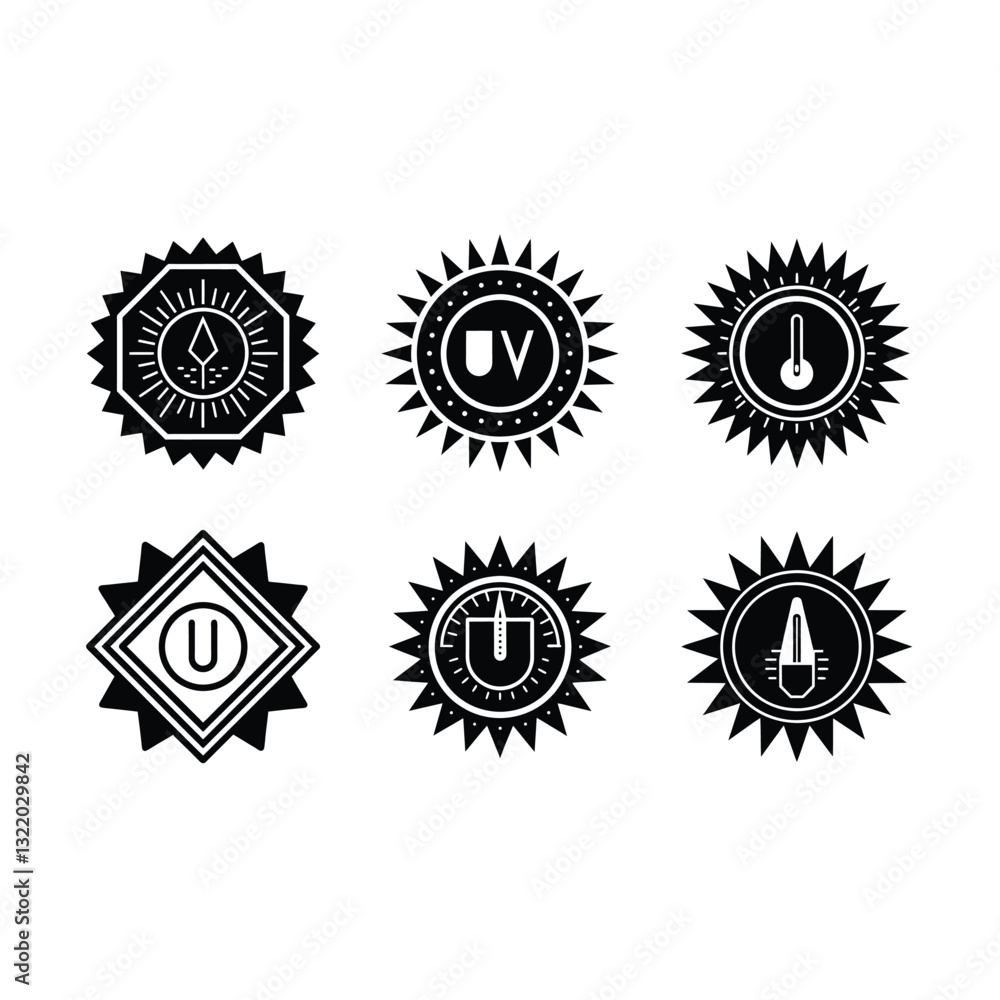 Fototapeta premium High-quality UV index icon vector for weather apps, sun exposure alerts, and graphic designs.