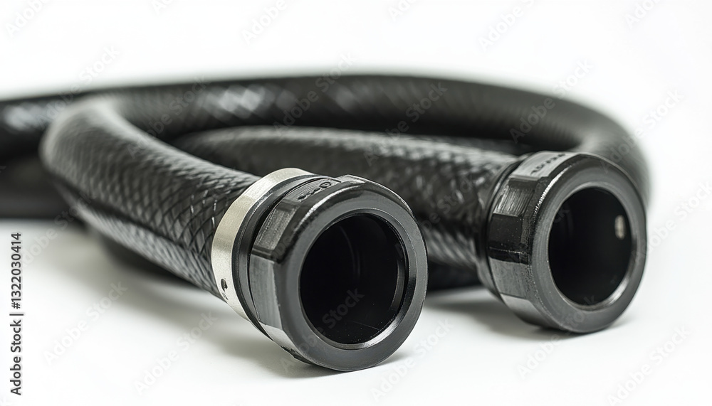 This rubber-braided stainless steel metal hose showcases durable construction with robust connectors, suitable for a range of industrial tasks in various environments This rubber-braided stainless steel metal hose showcases durable construction with robust connectors, suitable for a range of industrial tasks in various environments
